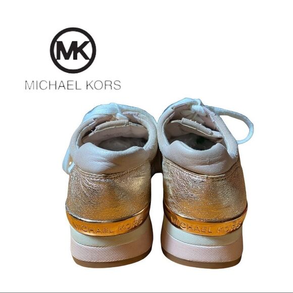 Michael Kors "Allie" Light Pink Rose Gold Leather Trainer Sneakers 6.5 - Picture 4 of 5